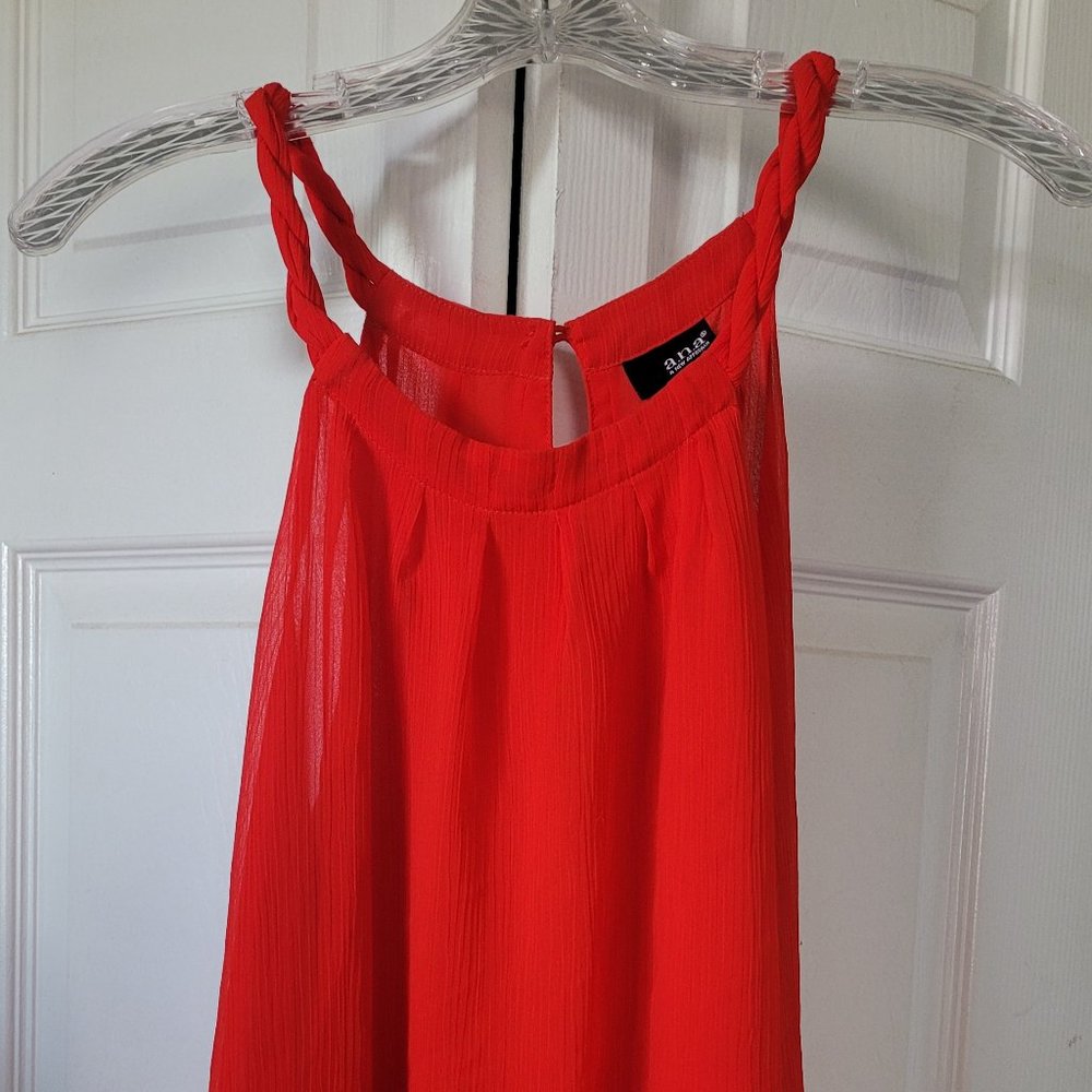 Red Sleeveless Sheer Shirt Top